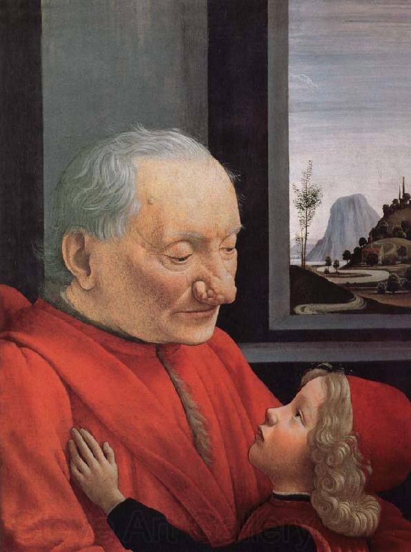 GHIRLANDAIO, Domenico An old man with a boy's portrait Spain oil painting art